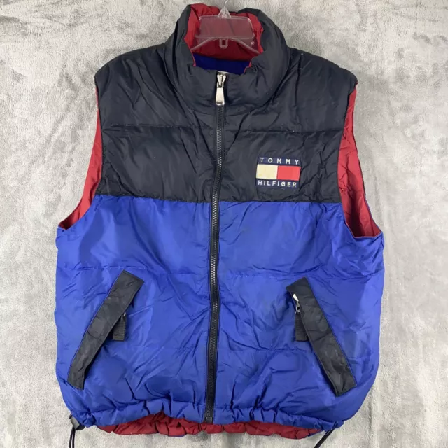 VTG Tommy Hilfiger Puffer Over-Sized Color Block Down Puffer Vest Men Size M