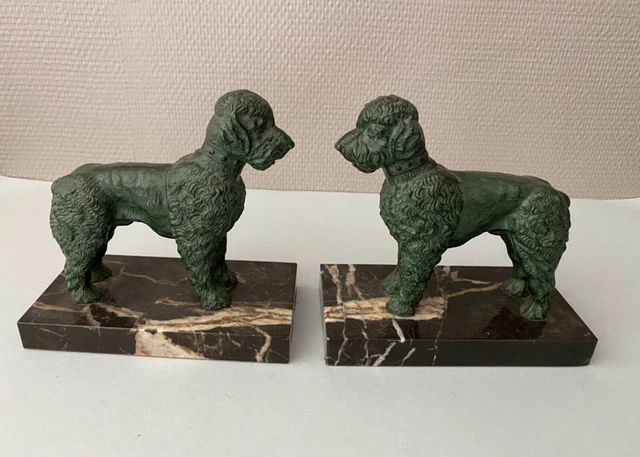 Serre-livres Chien Art Déco - Lévrier Hundefiguren, Sculpture Animalière Marron, Hauteur 23 Cm