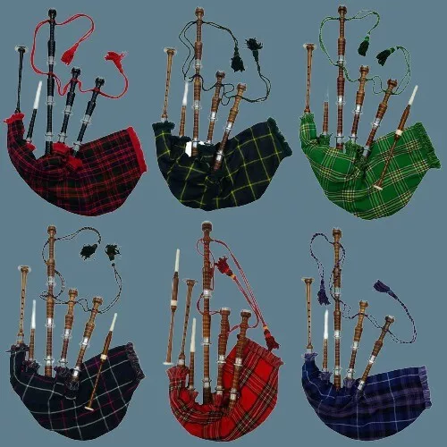 Scottish Great Highland Bagpipe Silver mounts Rosewood Natural and Black Finish