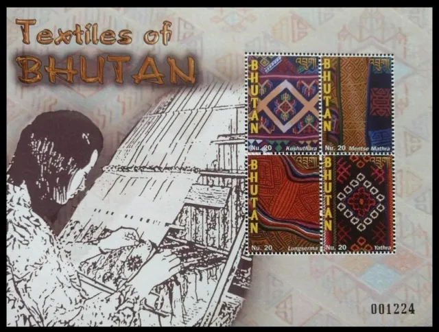 146. Bhutan 2007 Tampon S/S Textiles De Bhutan. MNH