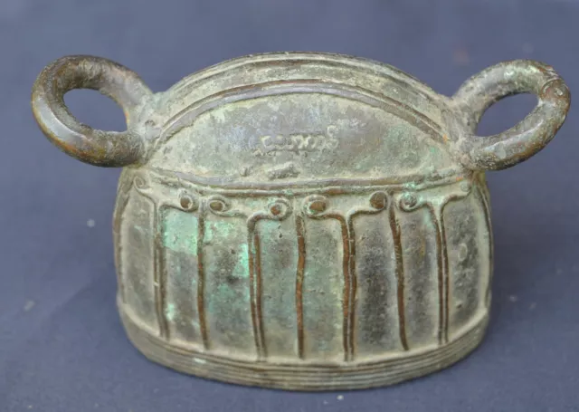 Antique Burmese Bronze Cattle Water Buffalo Mandalay Bell With Script Myanmar 3