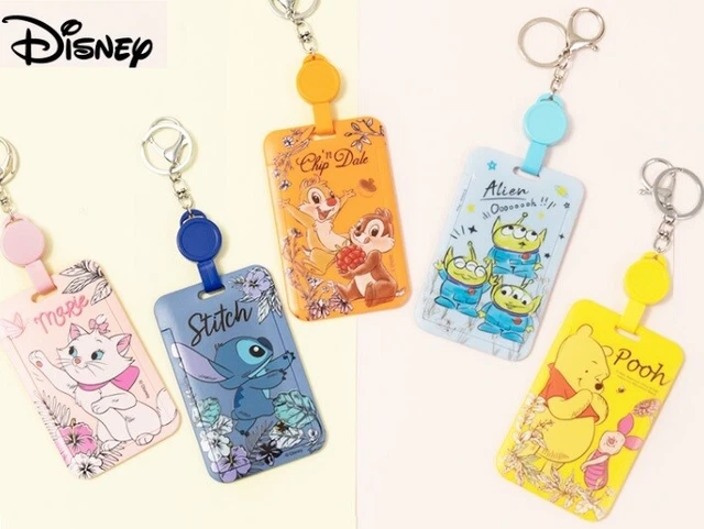 DISNEY MICKEY POOH Chip Dale ID Card Case Bus Pass Holder Marie Stitch ...