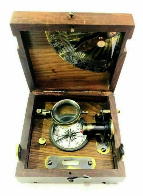 Brass Marine Master Box & Nautical Antique Compass Telescope Magnifying Glass