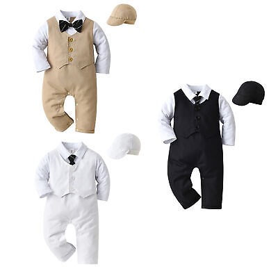 Baby Jungen Kinder Gentleman Anzug Overall Langarm Tops T-shirt Hose Party Anzug