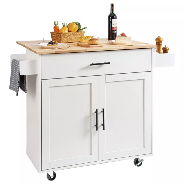 VEVOR 35.4" Kitchen Island Cart Rolling Storage Cabinet Cart with Drawer & Rack