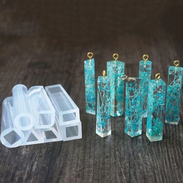 5x Crystal Silicone Rectangle Pendant Molds Resin Jewelry Making Mould Tools