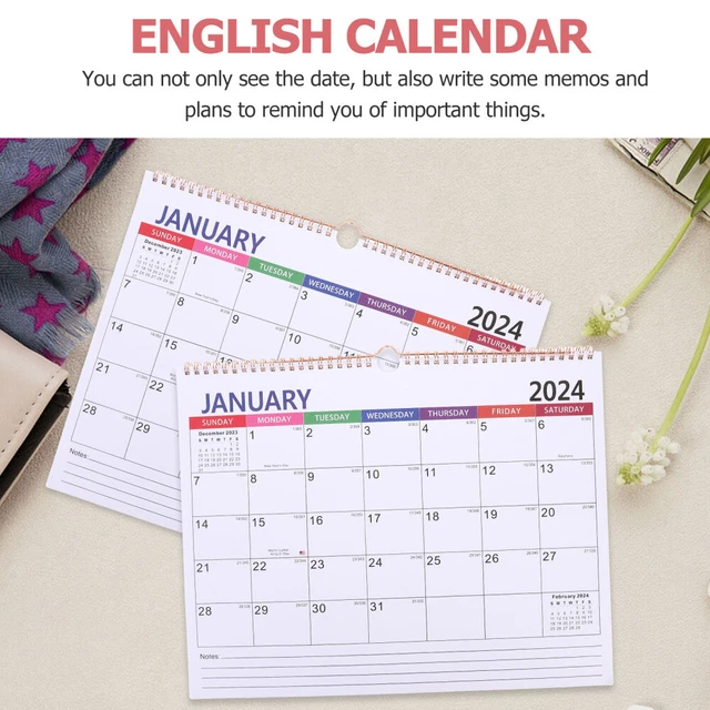 5 PCS 2024 Wall Calendar 20232024 Yearly Double Line Tabletop Decor