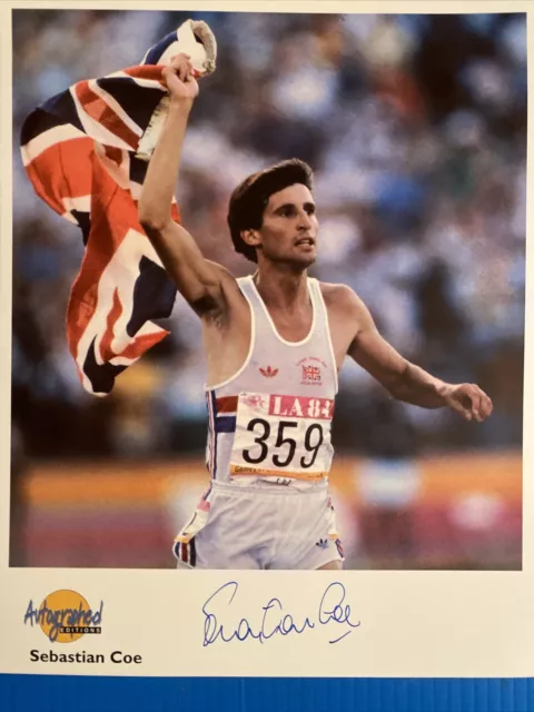 Sebastian Coe HAND SIGNED “Autographed Editions” Photo Athletics 10x8 with COA