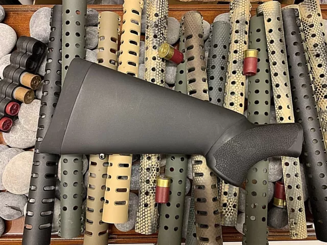 Custom HEAT SHIELD + HOGUE STOCK BLUELINE PUMP  Shotgun 12G RUBBERIZED
