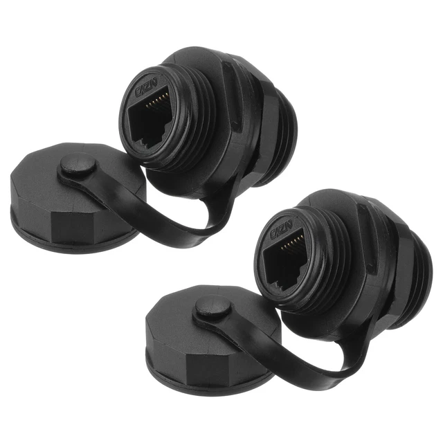 RJ45 PANEL MOUNT Coupler with Waterproof IP67 Dustproof Cap, Pack of 2 ...