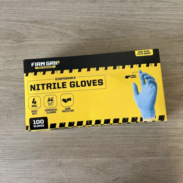 Firm Grip Pro Cleaning Nitrile Gloves Hand Protection Disposable 4 Mil 100 Count