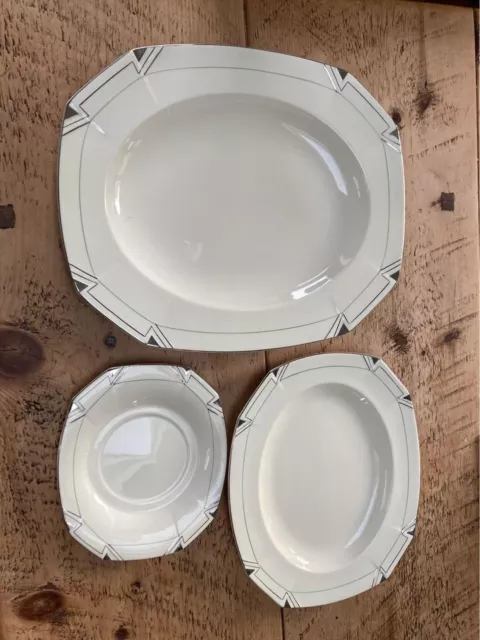 Vintage Alfred Meakin Marigold Princess Shape Set of 3 serving plates Art Deco