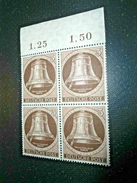 Berlin Freiheitsglocke Klöppel Links 5 Pf ** Viererblock Oberrand (1)