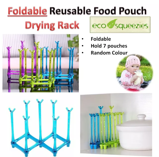 Drying Rack for Reusable Food Pouches Squeeze Pouch Baby Storage Bag bottle