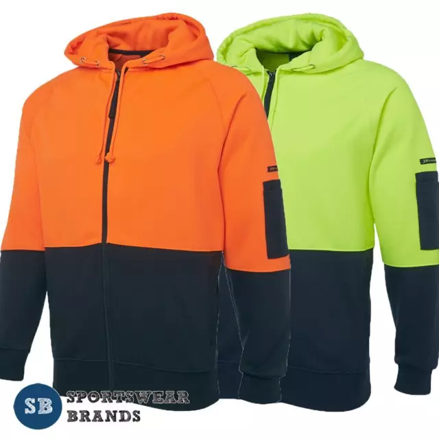 Mens Hi Vis Full Zip Hoodie Workwear Safety Jacket Contrast Size S-5XL New 6HVH