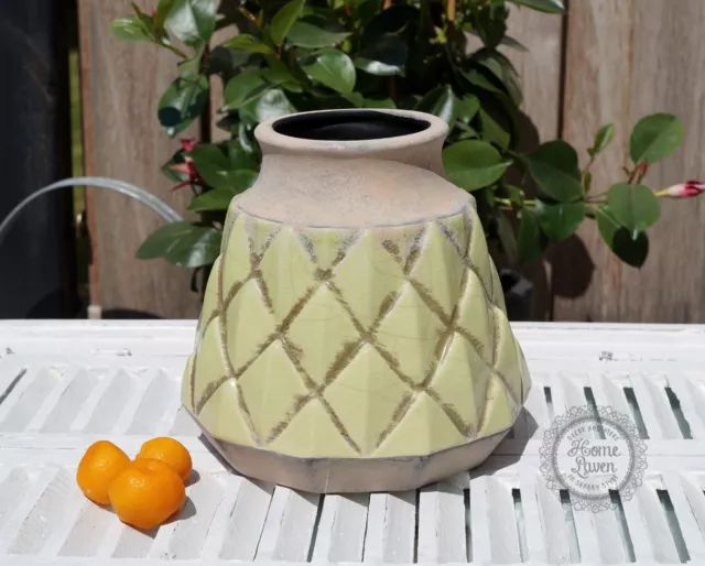 SALE % Vase Blumenvase Gefäß hellgrün Keramik Craquelé-Glasur Skandi Nordic