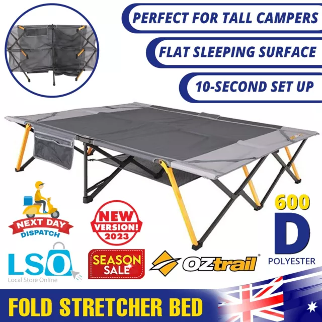 OZtrail Easy Fold Stretcher Bed Best Queen Size Camp Folding Instant Bed Grey