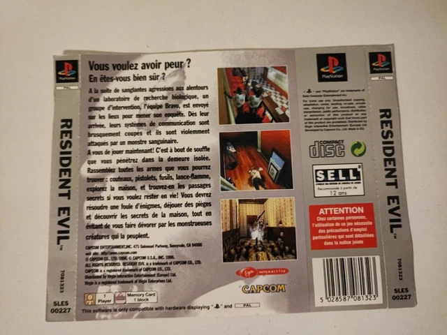 jaquettes et notice resident evil platinum PAS de jeu Playstation psx psone