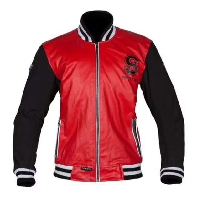 Spada Campus Leder/Textil Freizeit Motorrad Jacke Rot/Schwarz - UK 44 / Groß