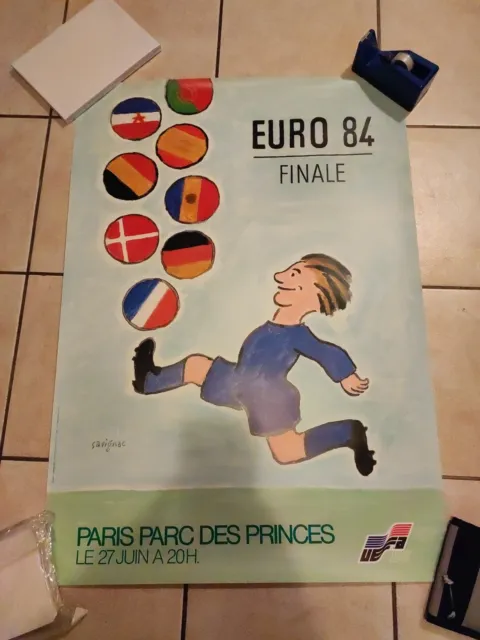 AFFICHE De La Finale Championnat d'Europe FOOT FRANCE 1984 Illustration Savignac