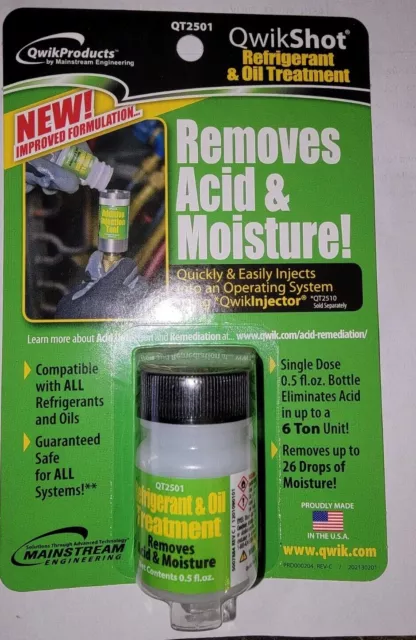 QwikShot Refrigerant & Oil Treatment .5 Oz QT2501 Removes acid & moisture! QwikShot Refrigerant & Oil Treatment .5 Oz QT2501 Removes acid & moisture!