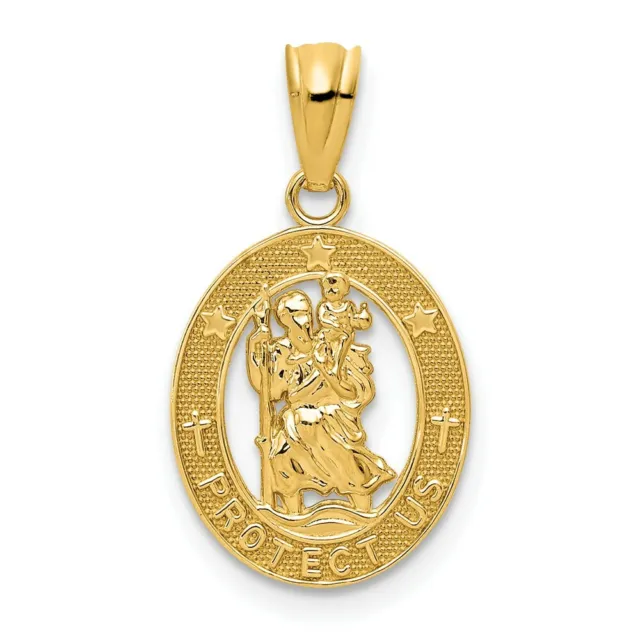 14k Yellow Gold Saint Christopher Pendant Charm Religious Patron Medal St Fine