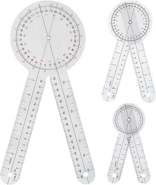 Goniometer Set 3 Pieces of 6/8/12 Inch Occupational Physical Therapy Protract...