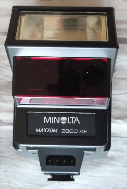 Vintage Minolta Maxxum 2800 AF Camera Flash w/ Case Box Instructions Untested