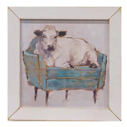 Cow-ch Potato Print in Whitewash Frame