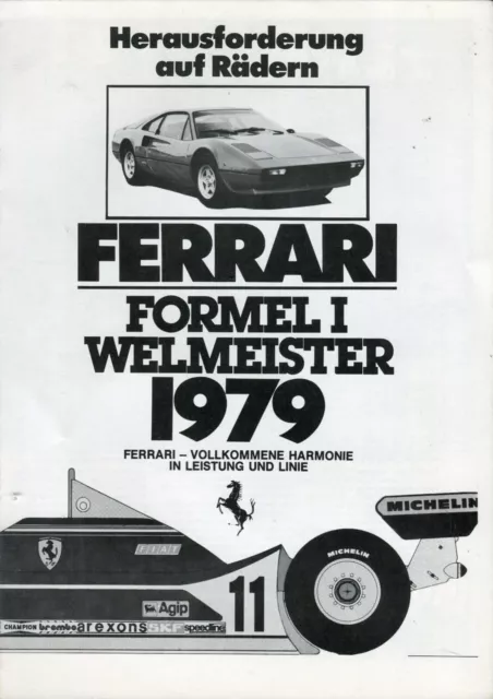 Ferrari 308 GTB GT4 400i 512BB 1979 Brochure vendita auto Becker