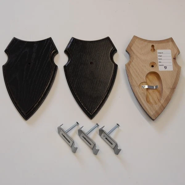 3 Pieza Escudo de Trofeo Ciervo Bock AF16x10cm 1 Kf Oscuro 3x Ganchos Cornamenta