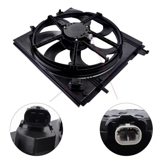 For Nissan Qashqai (2013-2021) 2 Pins Engine Radiator Cooling Fan with Housing