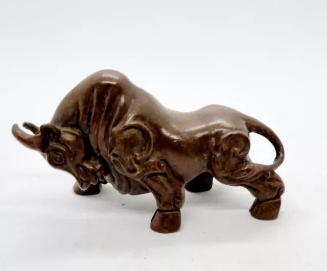 Japanese Bronze Bull Okimono. Signed