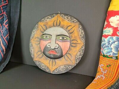Old Asian Tribal Carved Wooden Sun Mask …beautiful collection & display pie 2