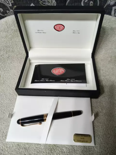 AURORA 88 Big Edition Black with Gold Trim 14K Broad (B) Nib Fountain Pen NOS 3