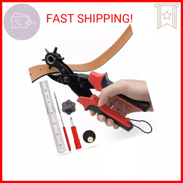 Leather Hole Punch,Belt Hole Puncher for Leather, Revolving Punch Plier Kit