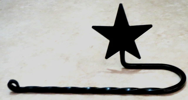 Amish forged wrought iron twisted paper towel holder with Star - Strong, Sturdy!
