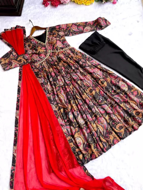 Party Wear Alia Cut Indian Bollywood Pakistani Cotton Dresses Dupatta With Pant