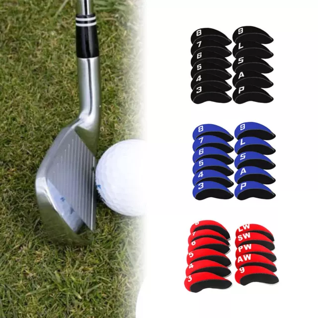 11pcs Neoprene Iron Head Covers Golf Club Black Protector Set Golf Accessories