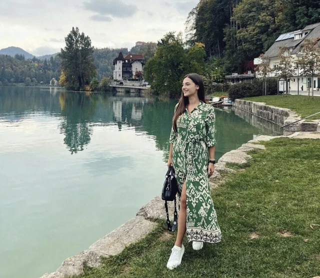 ZARA NEW WOMAN LONG PRINTED DRESS BELTED GREEN ~ 5216/247 Size Xs 35.00 -  PicClick UK