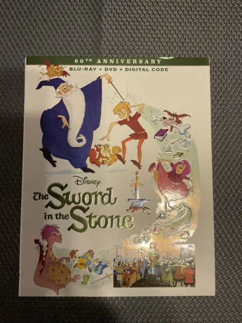 Sword In The Stone BLU-RAY/DVD/DIGITAL DMC 60th Anniversary Slipcover OOP NEW