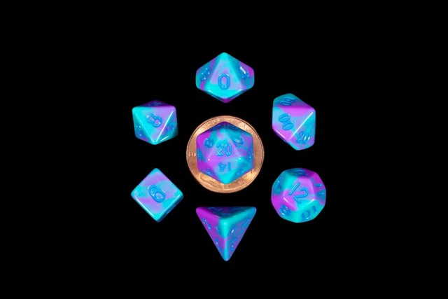 Metallic Dice Games 7-Set Mini: PUtl w/BU Numbers (US IMPORT)