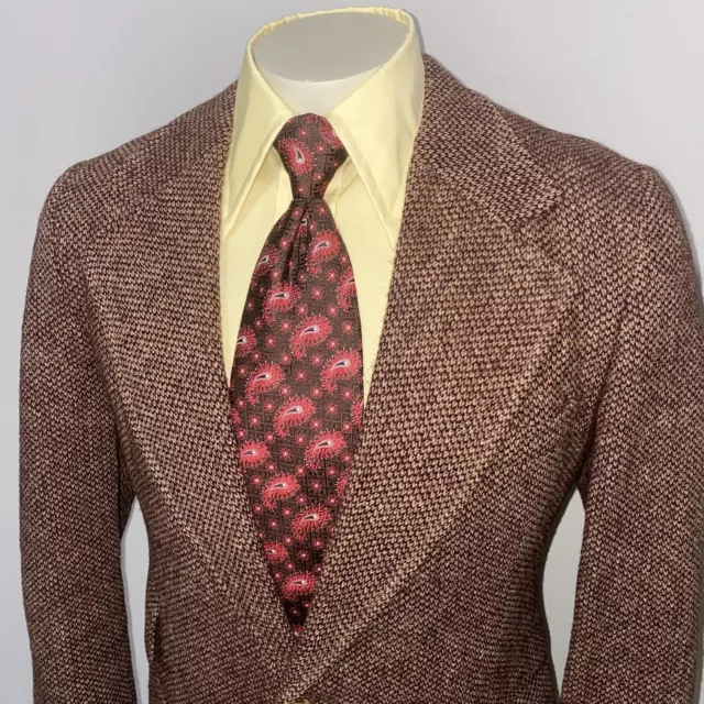 Vtg 60s 70s Macys Suit Jacket Blazer Sport Coat Pure Wool Tweed Disco MENS 42