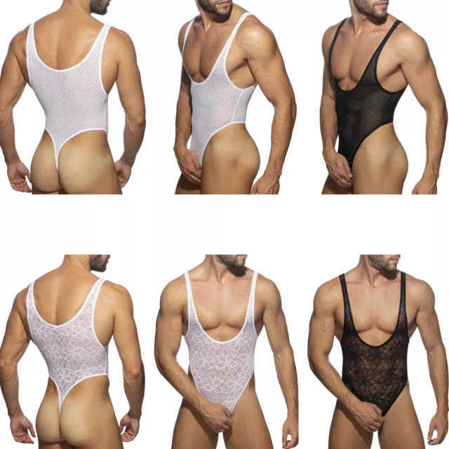 Mens Transparent Bodysuit Thong Tight Leotard Muscle Underwear Clubwear Swimsuit