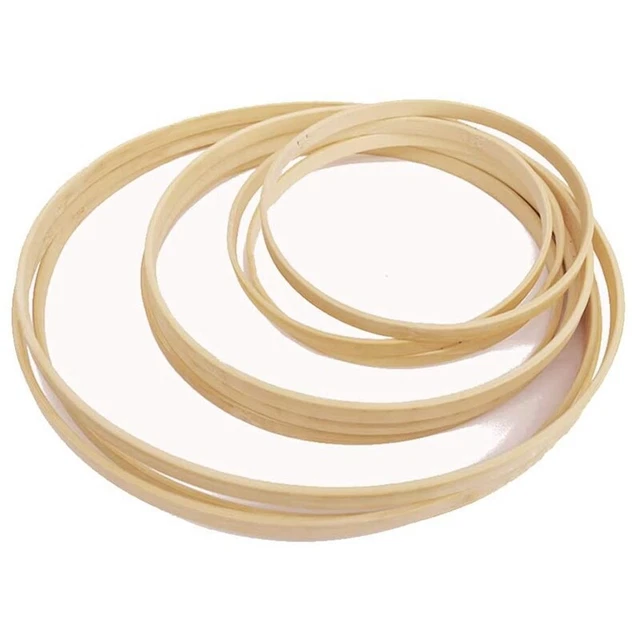 Juego de neumáticos de flores de bambú corona macramé artesanal anillos de aro para barriles hágalo usted mismo HocY1W5