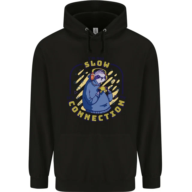 Sloth Im Not Slow Funny Gaming Gamer Mens 80% Cotton Hoodie