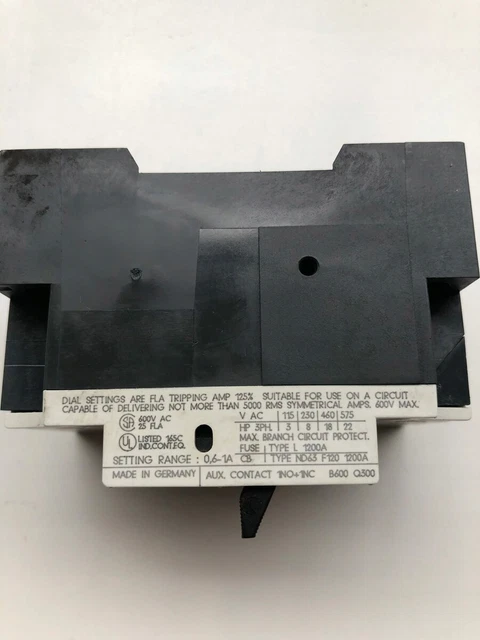 Motor protection switch 0.6-1A Siemens 3VU1300-1MF00 / #Z D1KR 9968