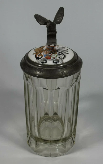 Krug Studentika Göttingen Wingolf Verbindung Porzellan Wappen Humpen Glas ~1891