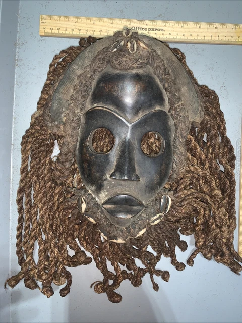 Dan Mask with Cowries and Rope Beard African mask great size OFFERS #23 6