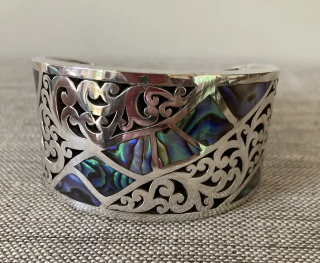 LOIS HILL Abalone Inlay Sterling Silver Scroll Cuff